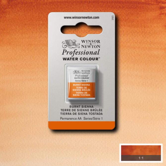 W&N Artists Aquarel 1/2 napje - 074 Burnt Sienna (s1)