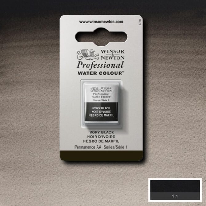 W&N Artists Aquarel 1/2 napje - 331 Ivory Black (s1)