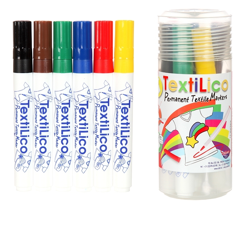 Collall Textilico Permanent Textle Markers - SET 6 kleuren