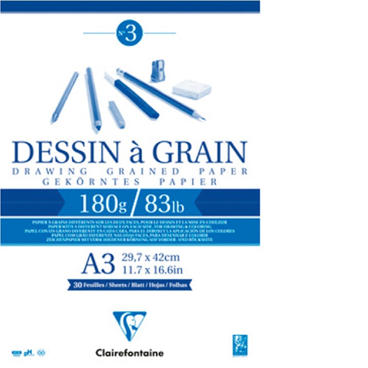 Clairefontaine Dessin Grain Tekenblok 180gram 30vel - A3