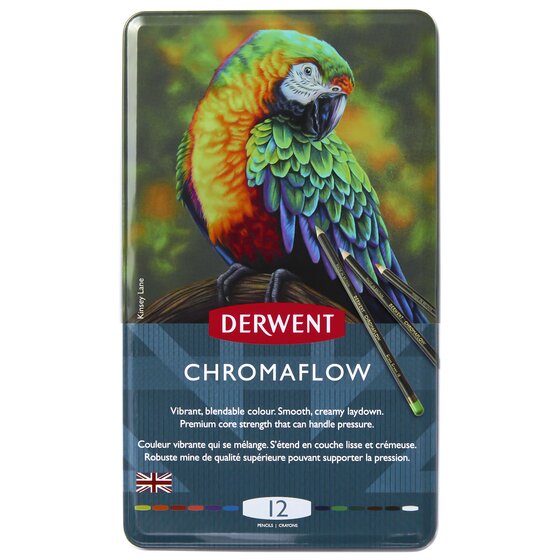 Derwent Chromaflow kleurpotlood - BLIK 12 kleuren NIEUW