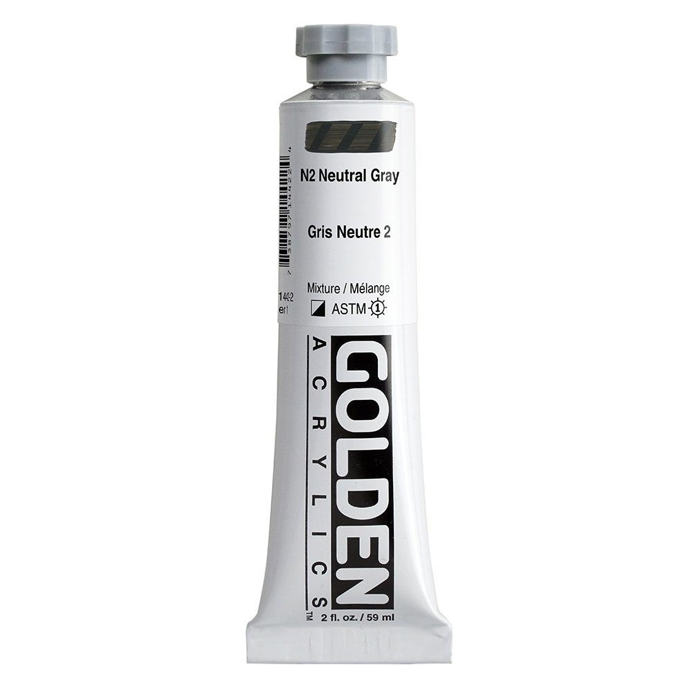 Golden Heavy Body Acrylics tube 59ml - 1442 N2 Neutral Gray (s1)