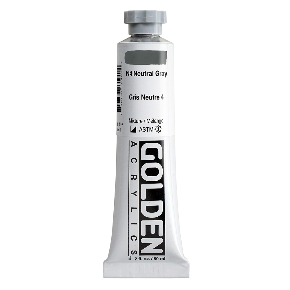 Golden Heavy Body Acrylics tube 59ml - 1444 N4 Neutral Gray (s1)