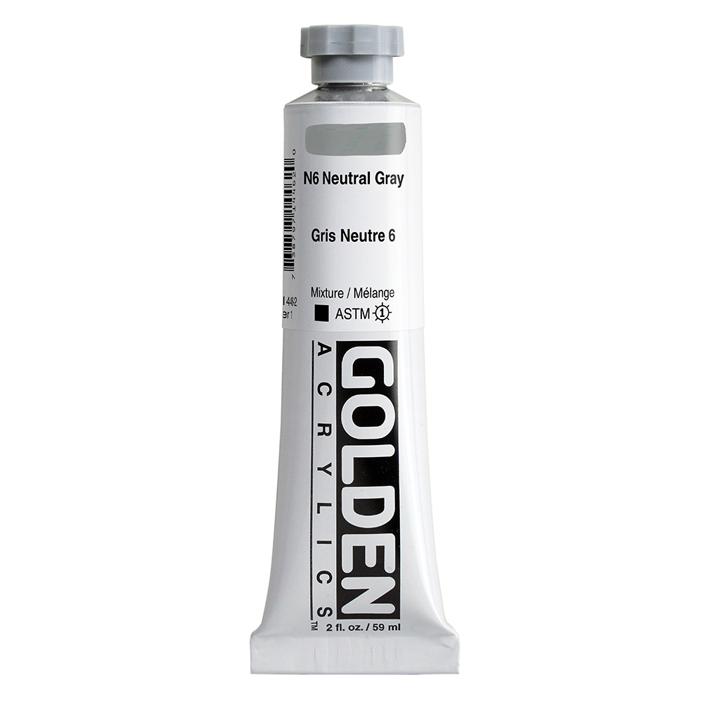 Golden Heavy Body Acrylics tube 59ml - 1446 N6 Neutral Gray (s1)