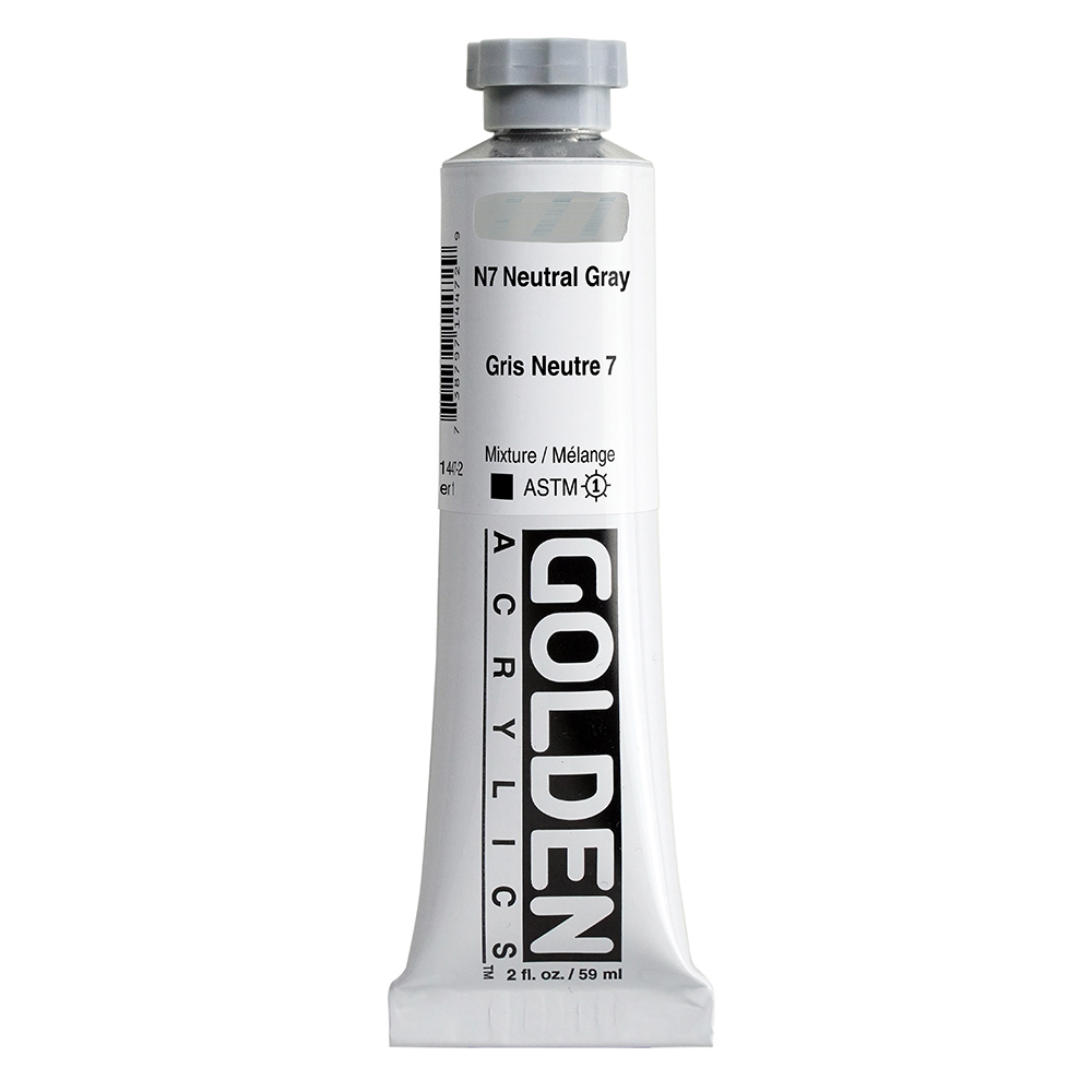 Golden Heavy Body Acrylics tube 59ml - 1447 N7 Neutral Gray (s1)