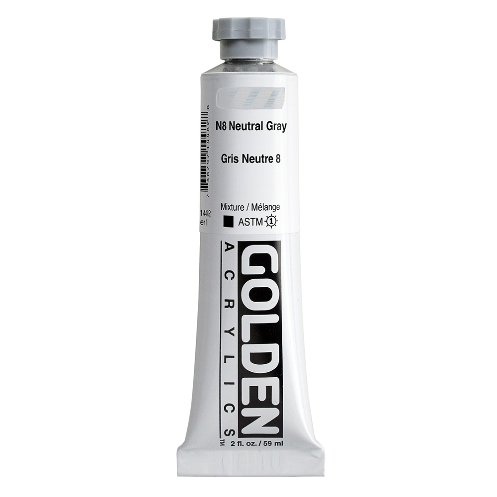 Golden Heavy Body Acrylics tube 59ml - 1448 N8 Neutral Gray (s1)