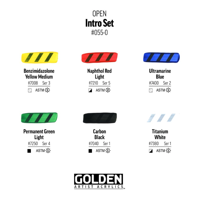 Golden OPEN acrylics - SET intro 6x22ml + thinner