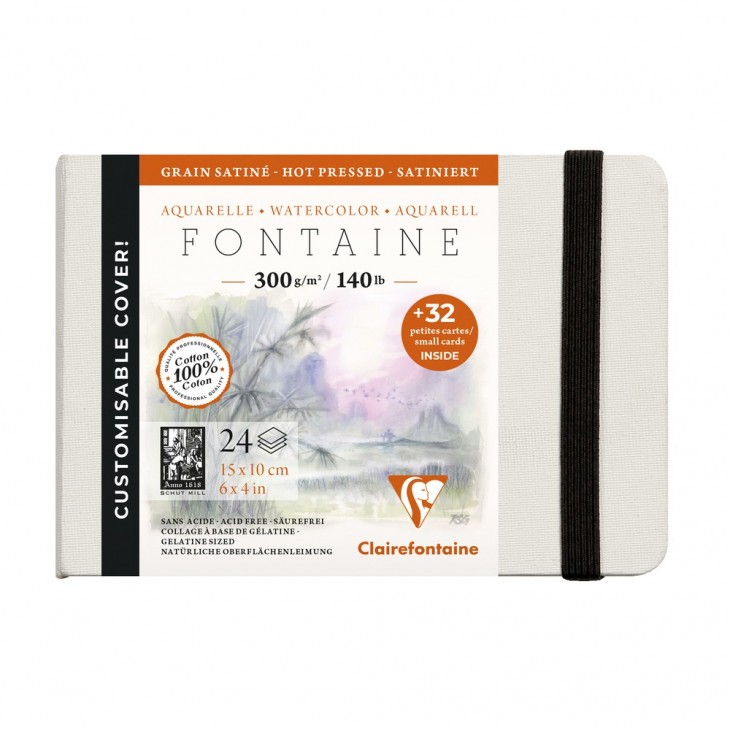 Clairefontaine Fontaine Watercolourbook - 300gram 24vel - Blok 10x15cm Satine