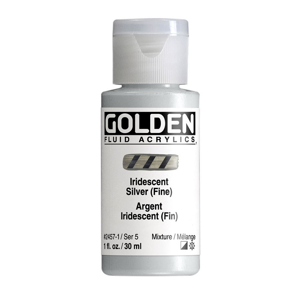 Golden Fluid Acrylics 30ml - 2457 Iridescent Silver (fine) (s5)