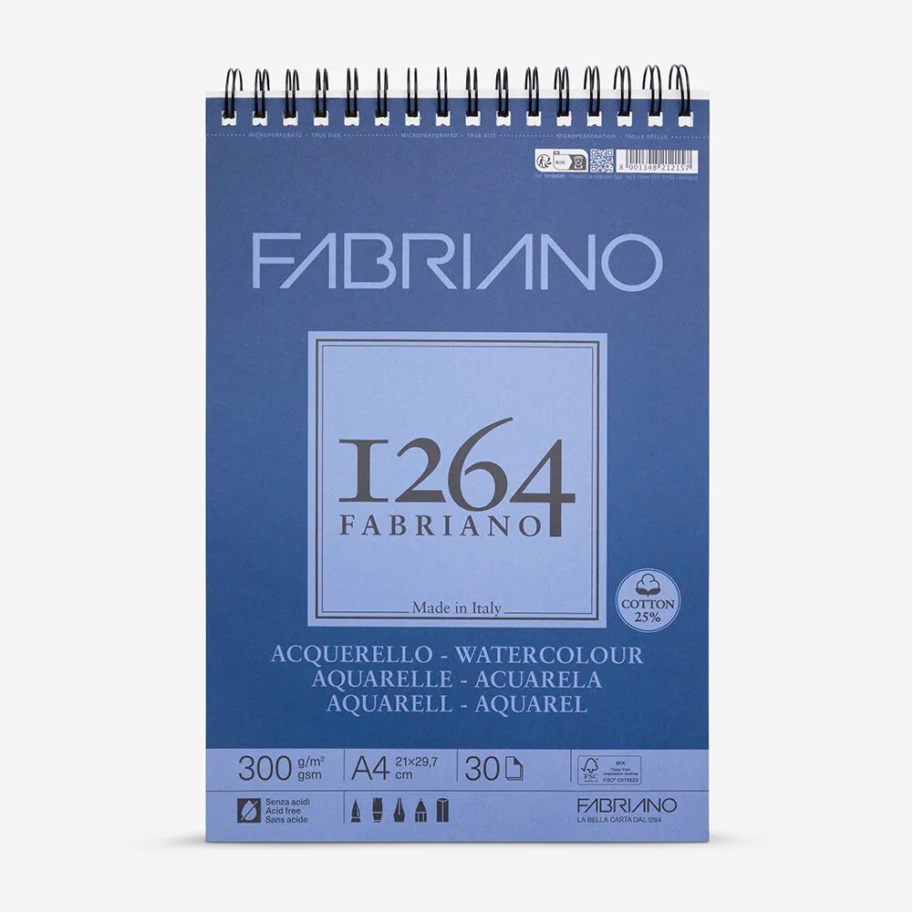 Fabriano 1264 Aquarelblok met spiraal 30vel 300gram - A3 formaat