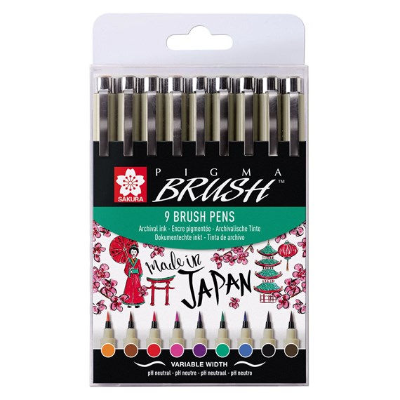 Bruynzeel Pigma Pigma Brush - SET 9 kleuren