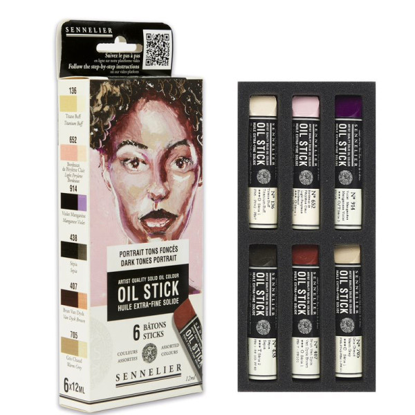 Sennelier Artist Oil Stick - SET 6 kleuren 12ml - Dark Tones Portrait