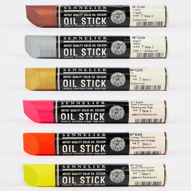 Sennelier Artist Oil Stick - SET 6 kleuren - Fluorescent & Metallics