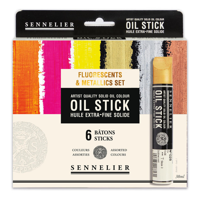 Sennelier Artist Oil Stick - SET 6 kleuren - Fluorescent & Metallics