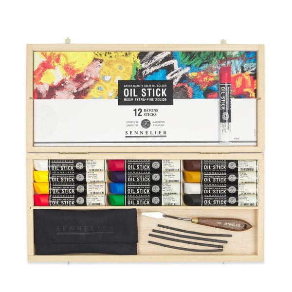 Sennelier Artist Oil Stick - SET houten kist 12 kleuren